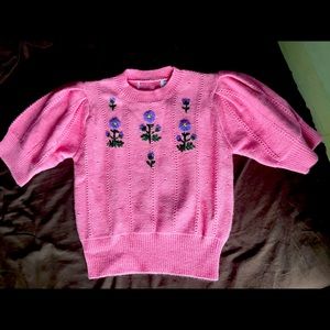 Pink flower sweater for women XS/S or big girl